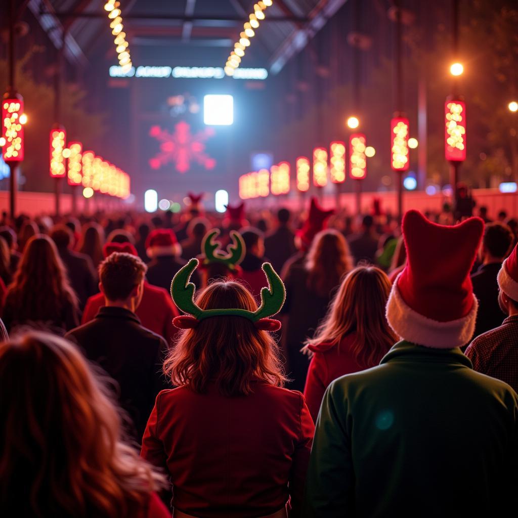 Participants dressed in festive attire at the 12 Bars of Christmas STL