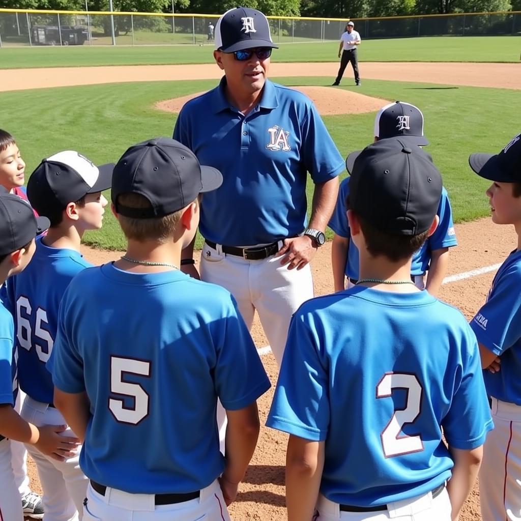 Team Huddle and Strategy Discussion at 15u Baseball Tryouts