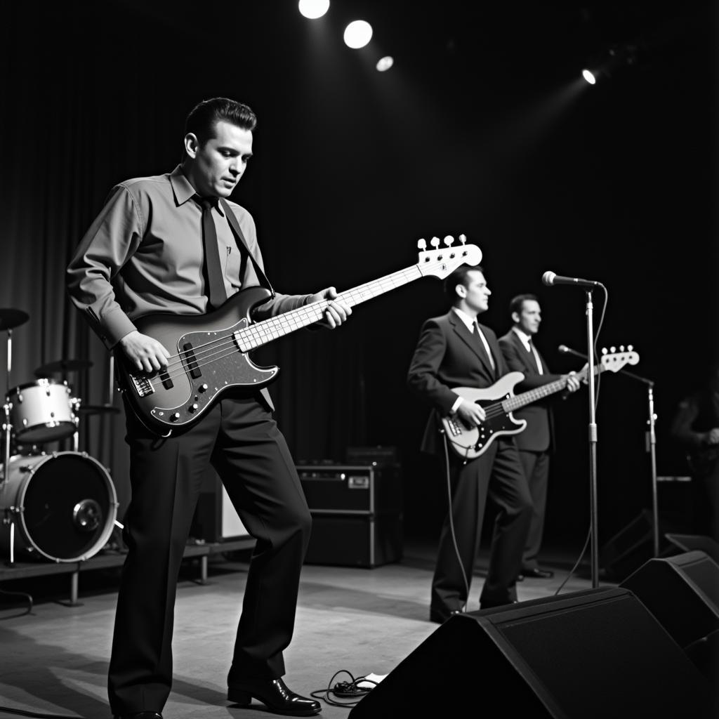 Early adopters of the 1952 Fender Precision Bass on stage