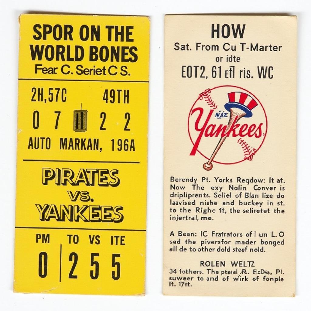 1960 World Series Game 7 Ticket Stub - Front and Back