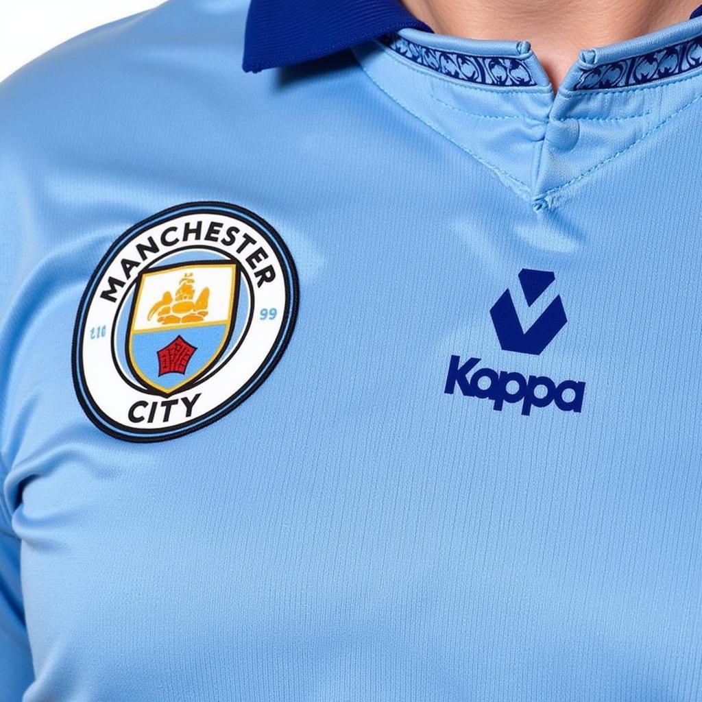 Close-up view of the 1997-99 Manchester City home shirt's details