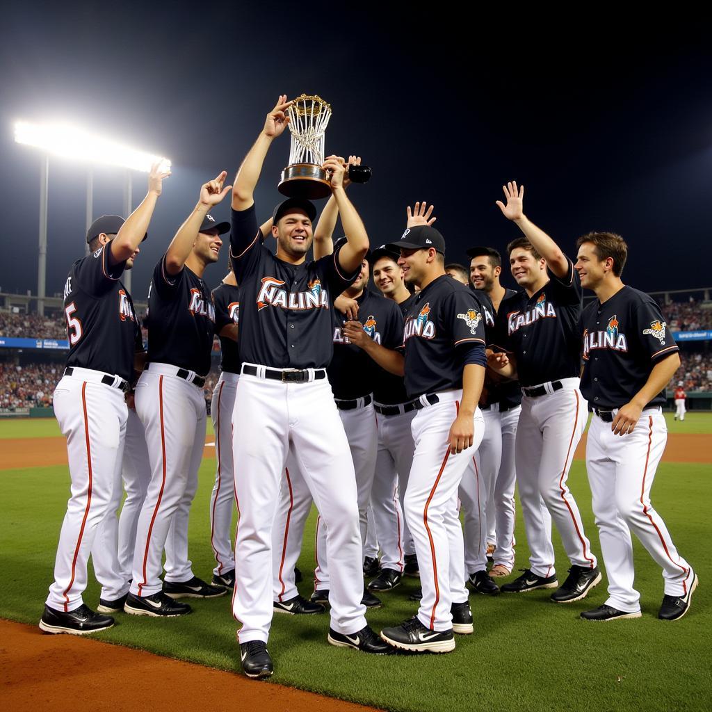 2003 Florida Marlins Celebrating Their World Series Victory