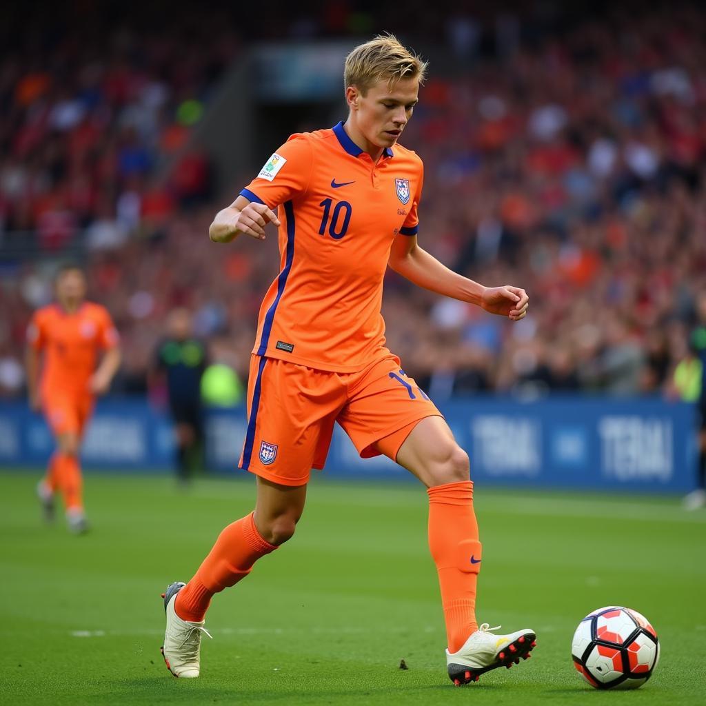 Frenkie de Jong making his international debut for the Netherlands in 2017