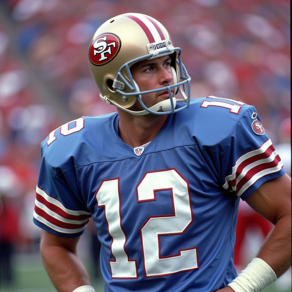 Joe Montana in Blue 49ers Jersey