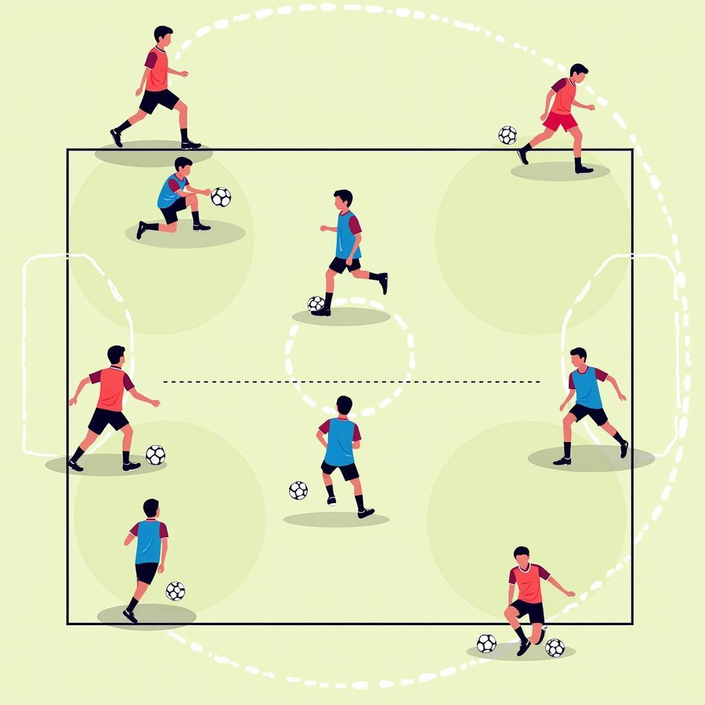 Footballers Demonstrating Variations of the 5x9 Bag Drill