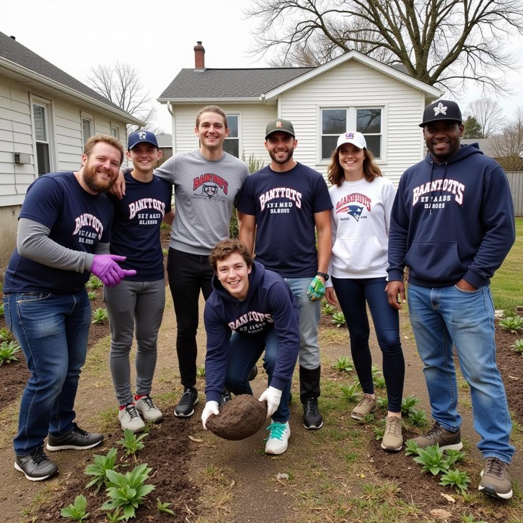 716 Patriots players volunteering at a local community garden in Buffalo