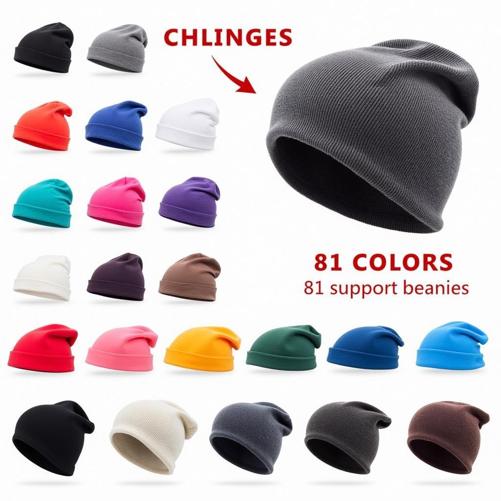 A variety of 81 support beanies in different colors.