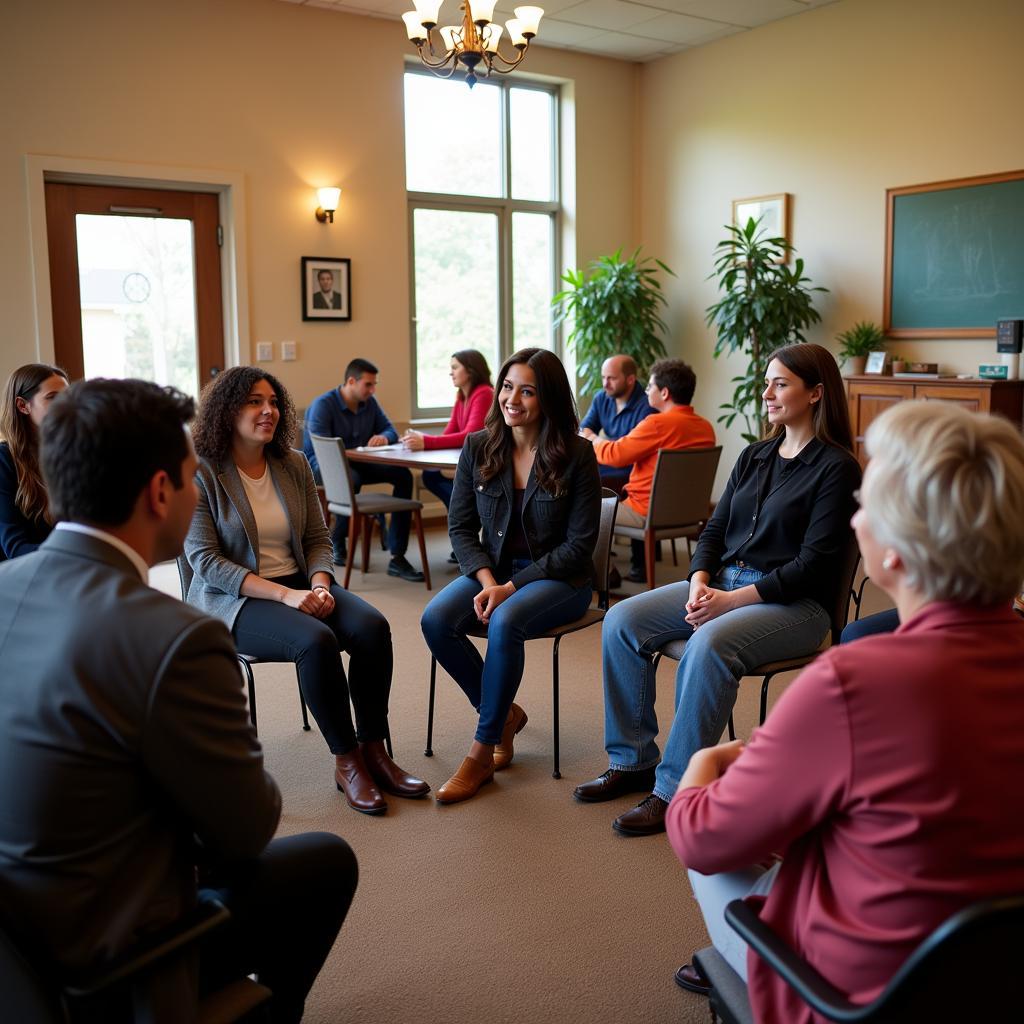 People gathering for an AA meeting in Lake Elsinore