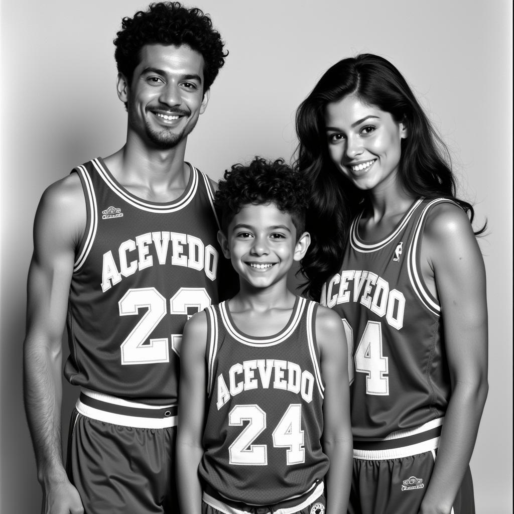 A family photo showcasing generations of Acevedos involved in basketball