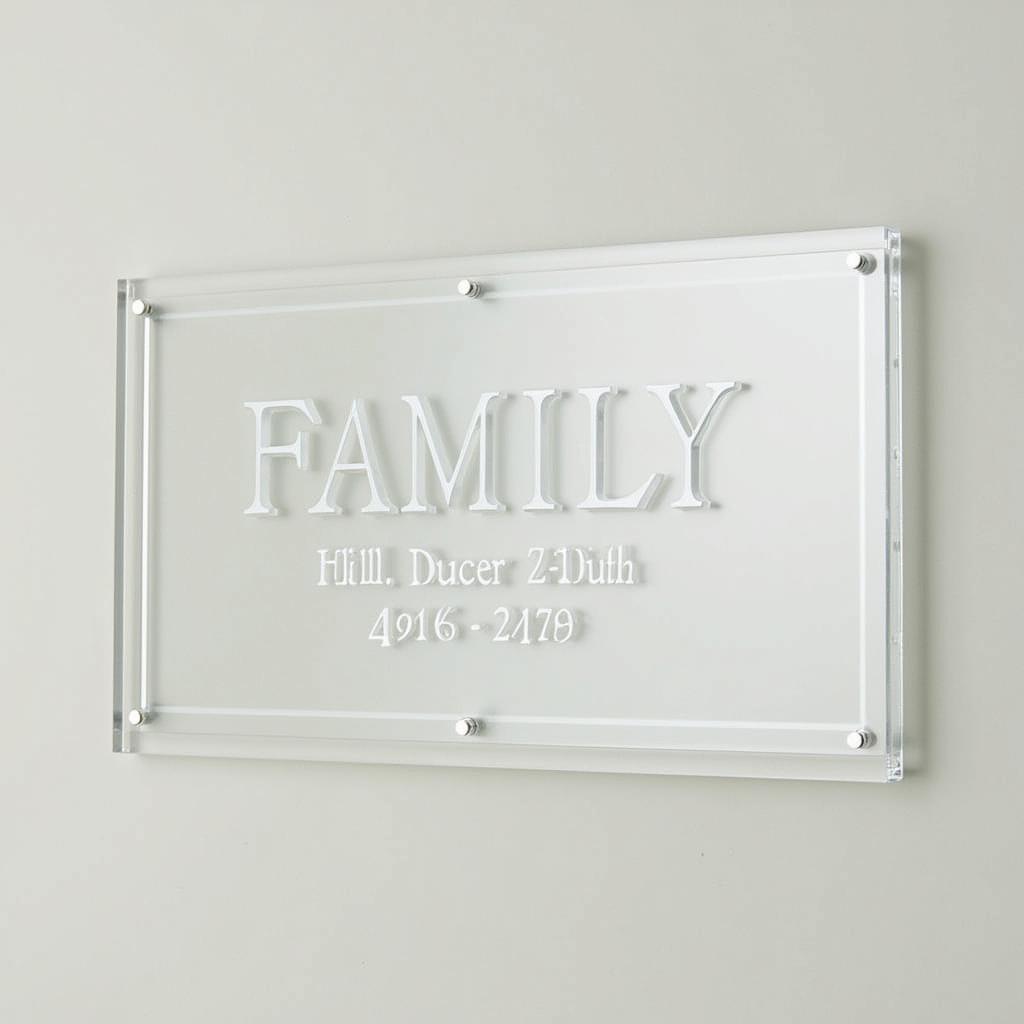 Modern Acrylic Family Plaque with Birthdays in Minimalist Style