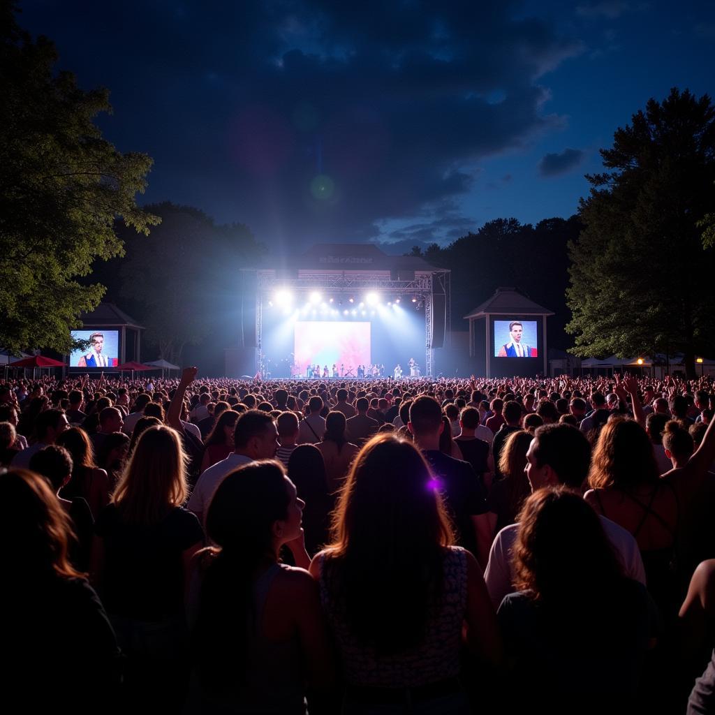 A large crowd enjoying the music at Addison Summer Concerts