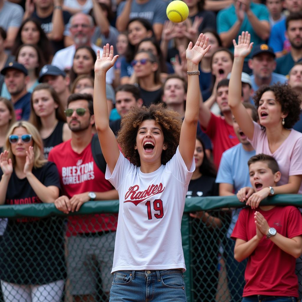 Excited Softball Fans