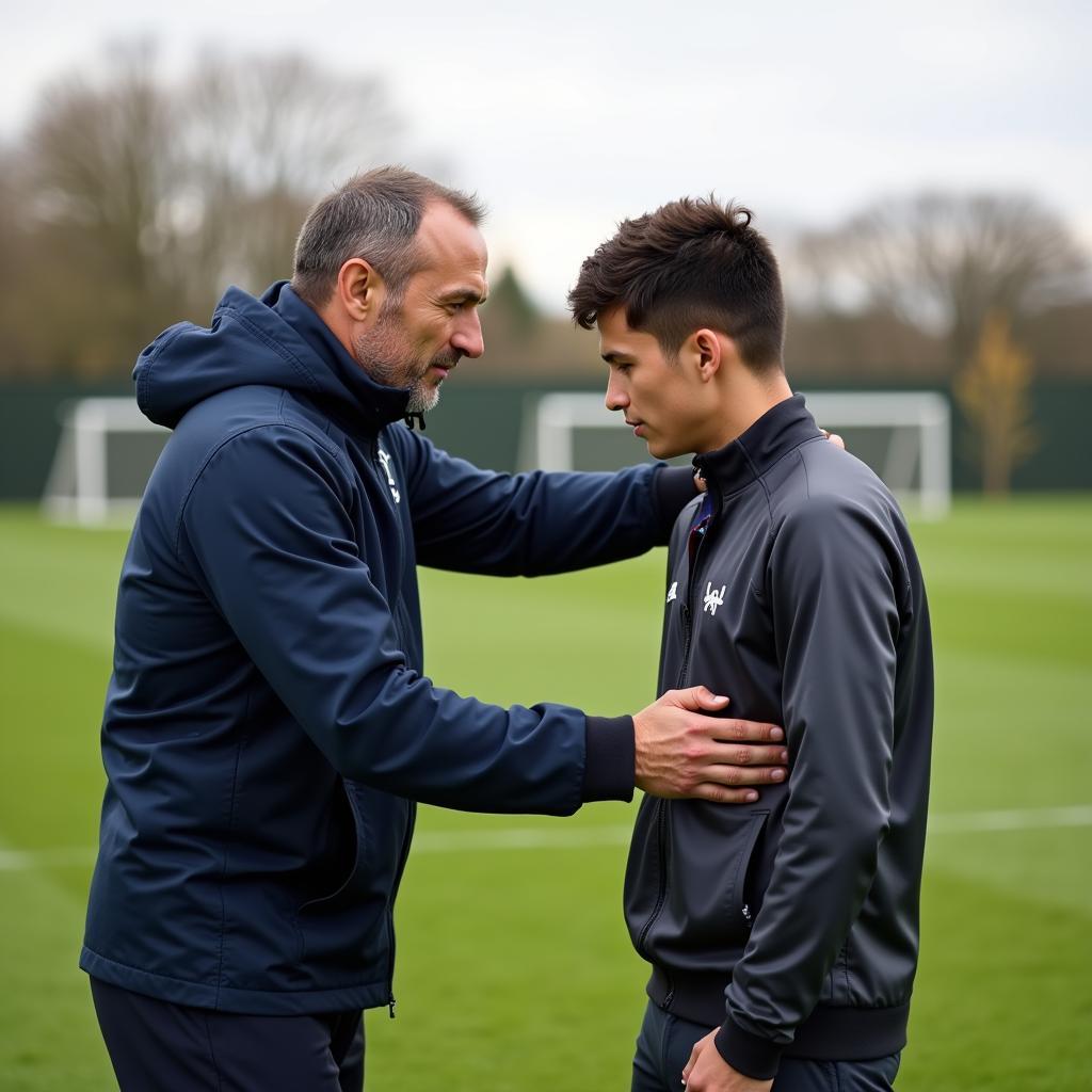 Agent giving advice to a young player