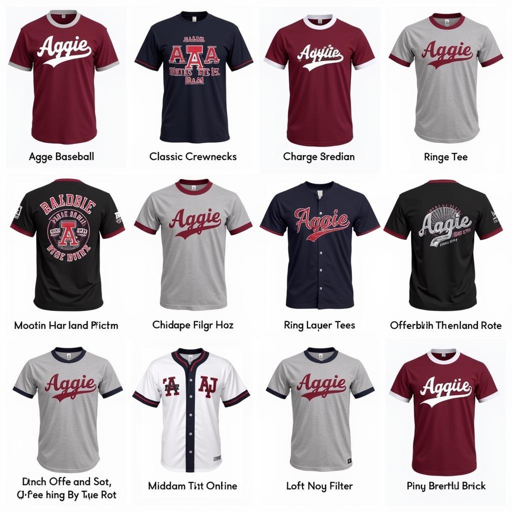 Different styles of Aggie baseball shirts