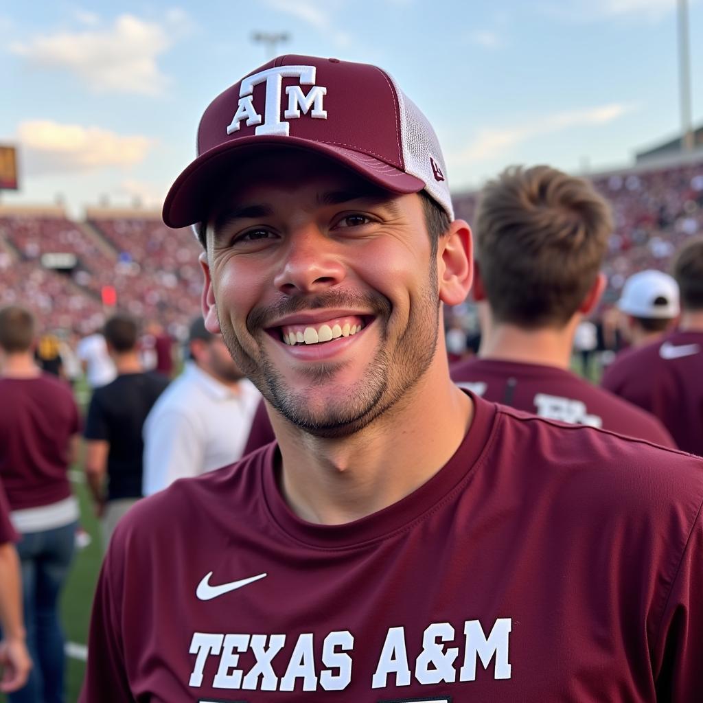 Aggie Fan Sporting a Baseball Cap at Kyle Field