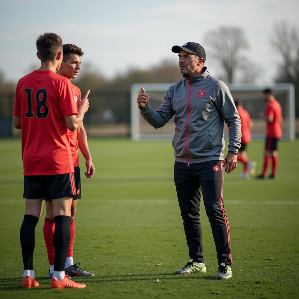 Al Faber leading young players in midfield-focused training drills