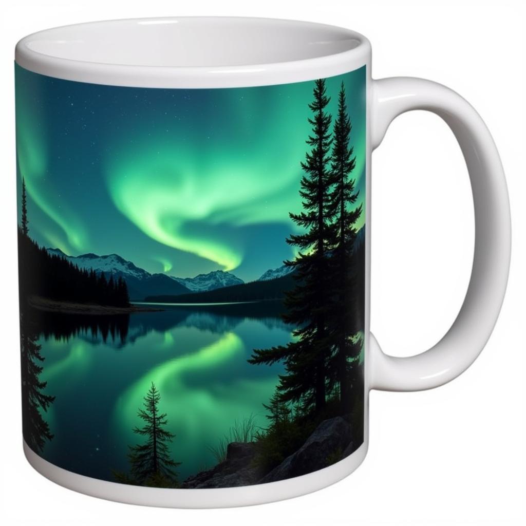 Alaska Mug with Northern Lights Design