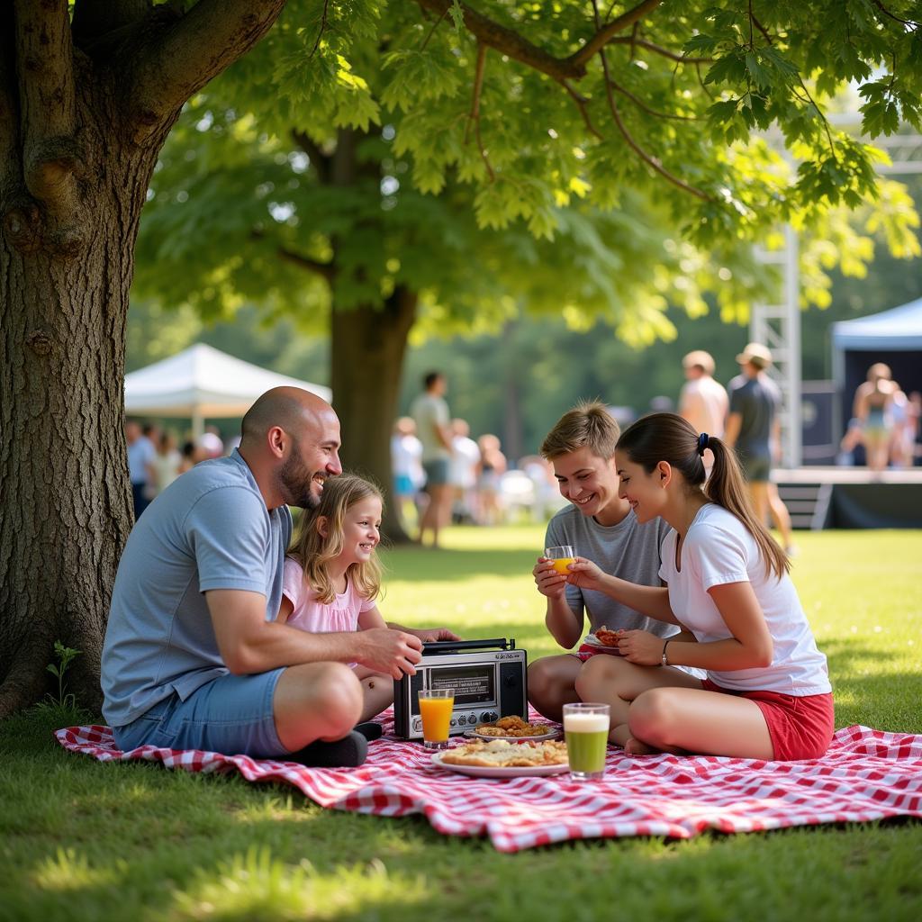 A family enjoying a picnic at Albertville Music in the Park