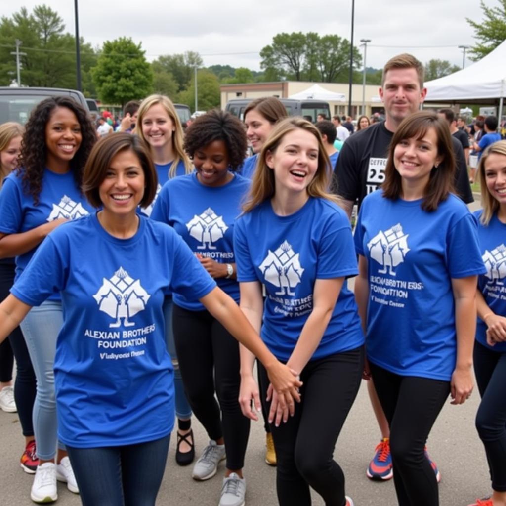 A group of volunteers participate in a community event sponsored by the foundation.