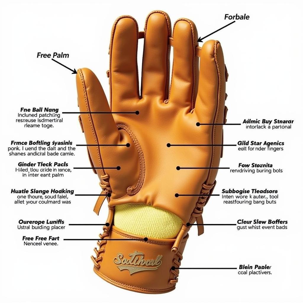 catcher's mitt with detailed padding breakdown