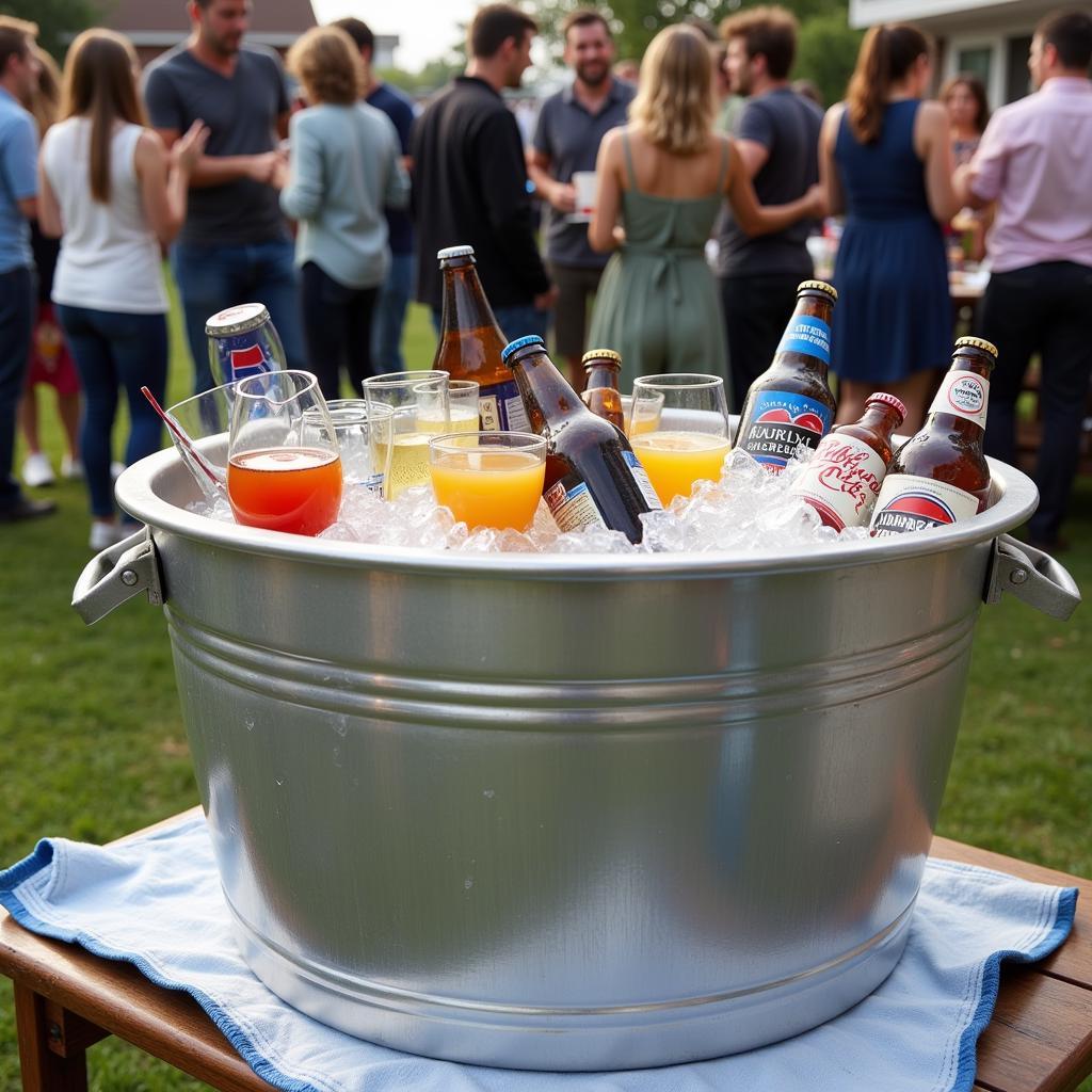 Aluminum beer tub at an outdoor party