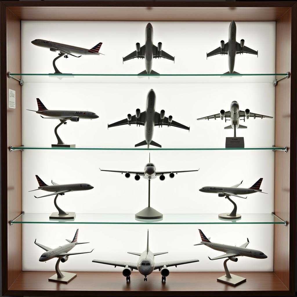 Display Case of American Airlines Model Airplanes