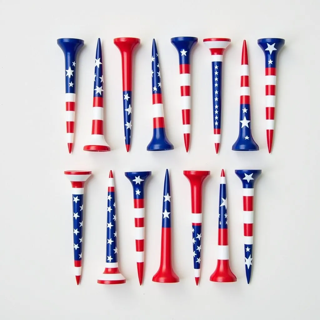 Variety pack of American flag golf tees