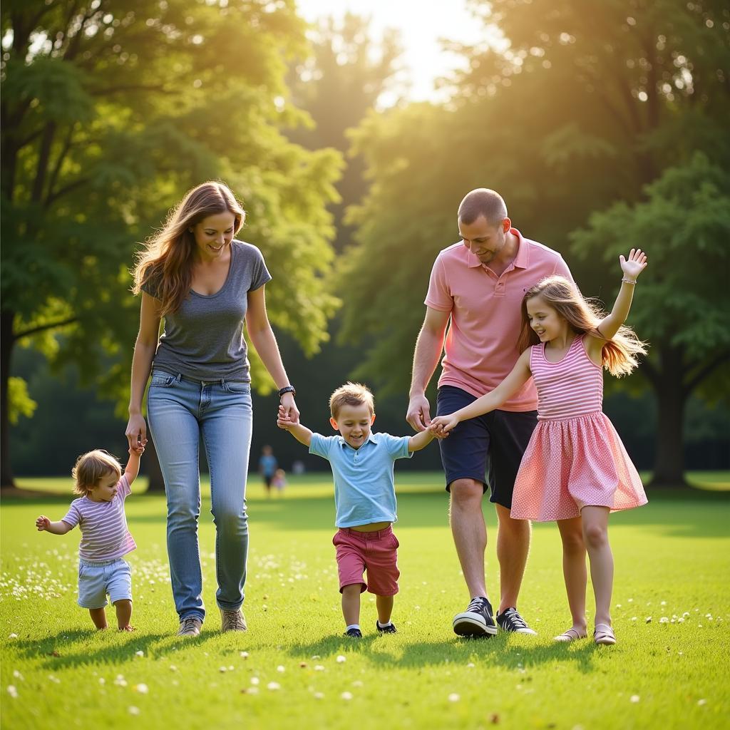 Family enjoying a park in Ames, Iowa 