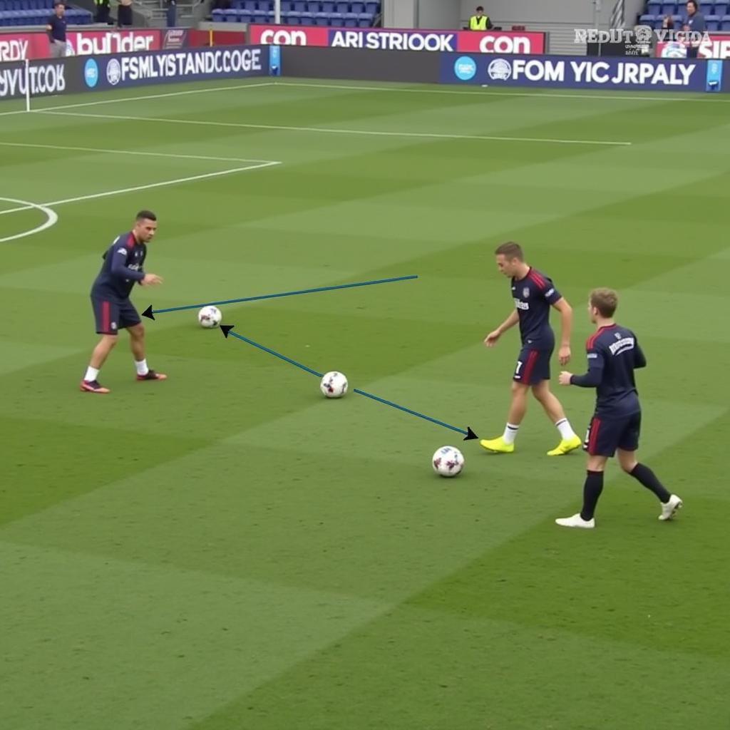 Frenkie de Jong practicing anagel drills with a teammate.