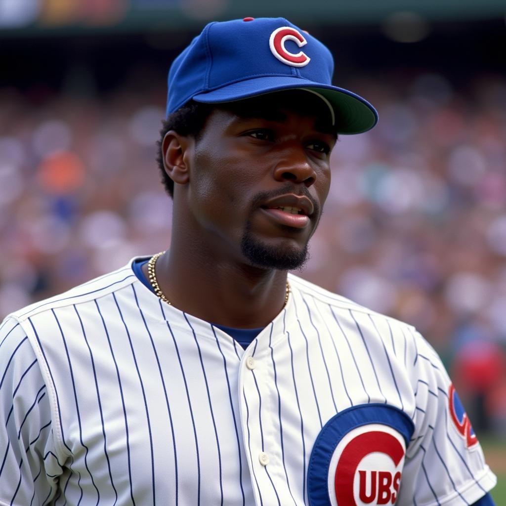 Andre Dawson in his iconic Chicago Cubs jersey