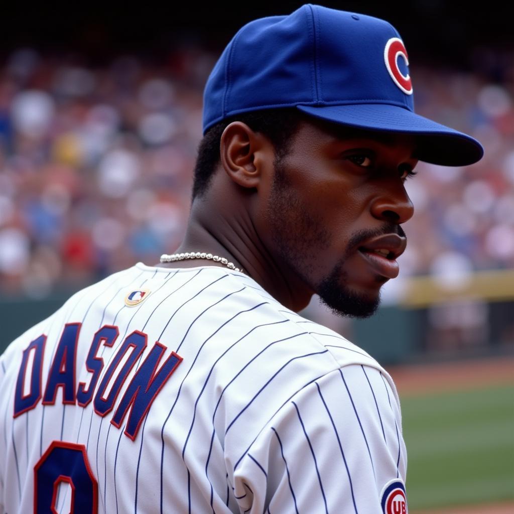 Andre Dawson in his iconic Chicago Cubs jersey