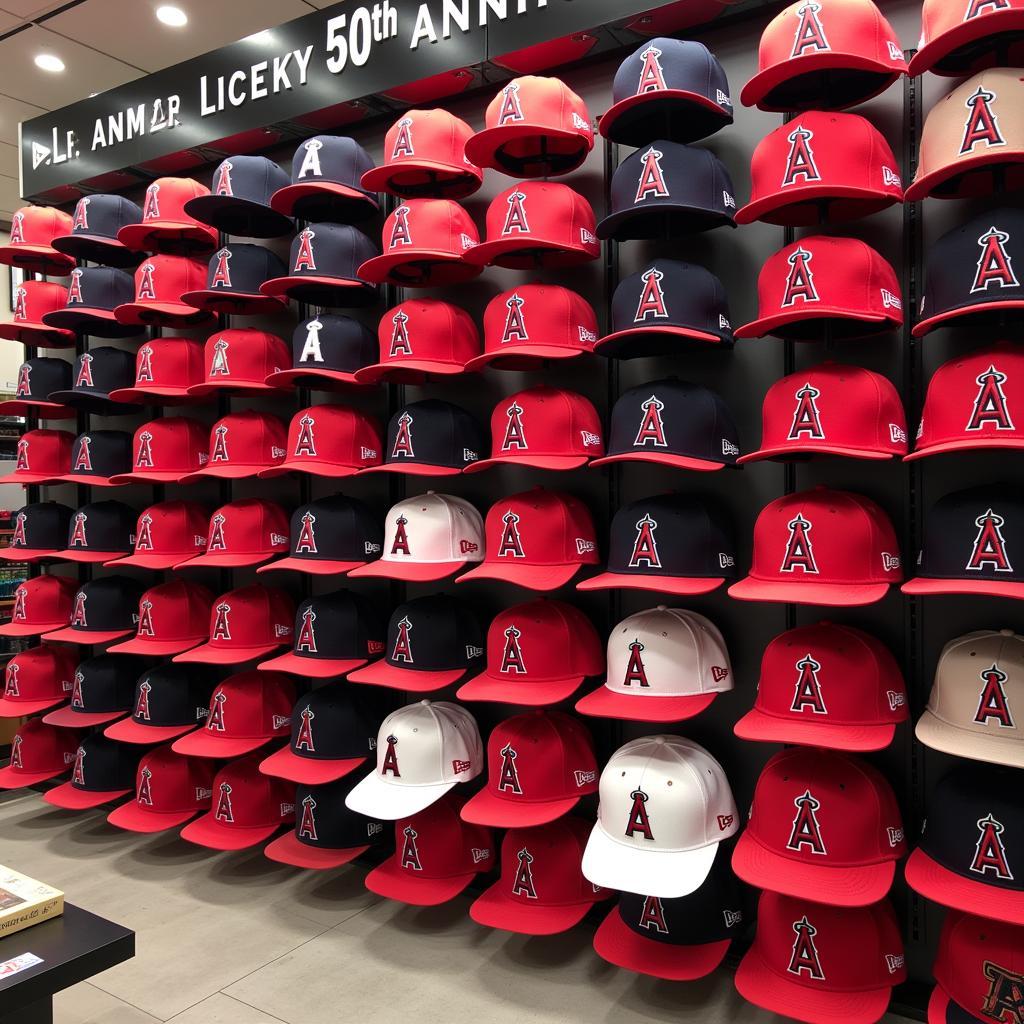 A Collection of Angels 50th Anniversary Hats on Display 