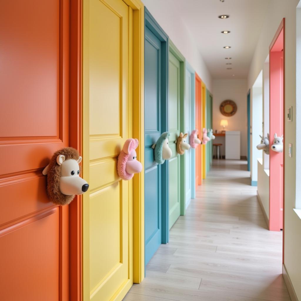 Animal-Themed Door Handles on Children's Room Doors