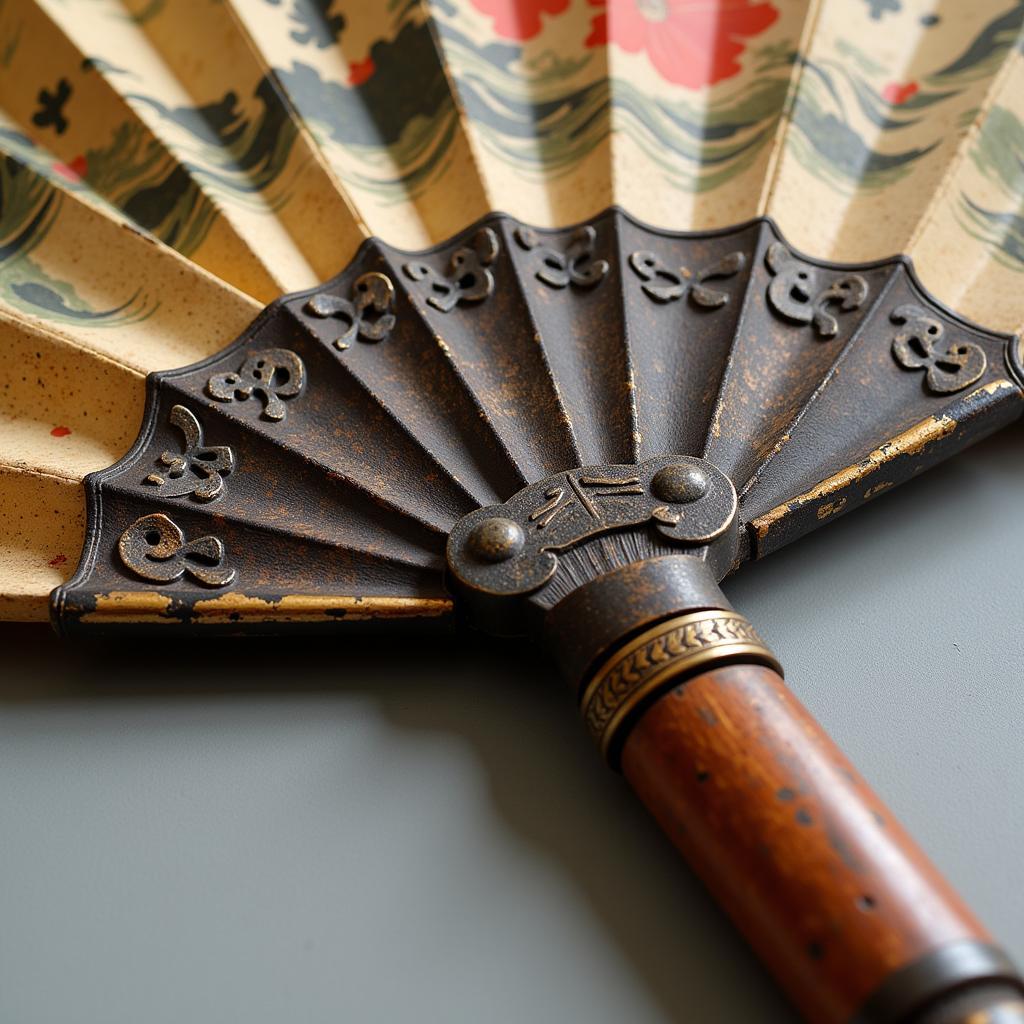 Antique Japanese war fan details