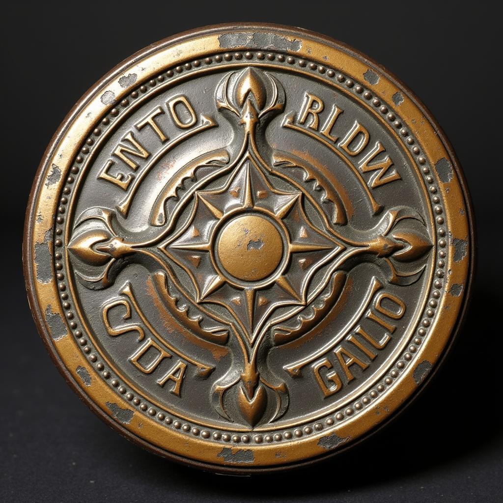 Antique Round Tobacco Tin with Embossed Design