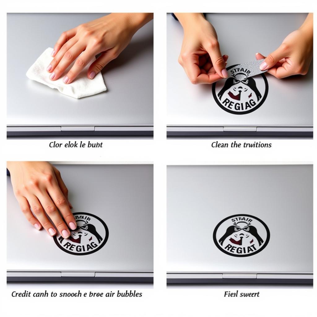 Step-by-step guide on applying a Star Wars decal onto a laptop