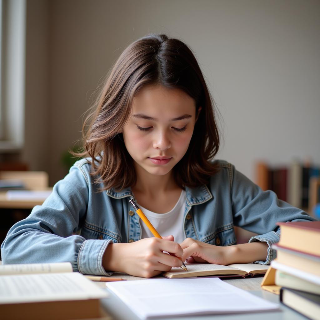 Applying the "Weed" Philosophy: A student diligently studying.