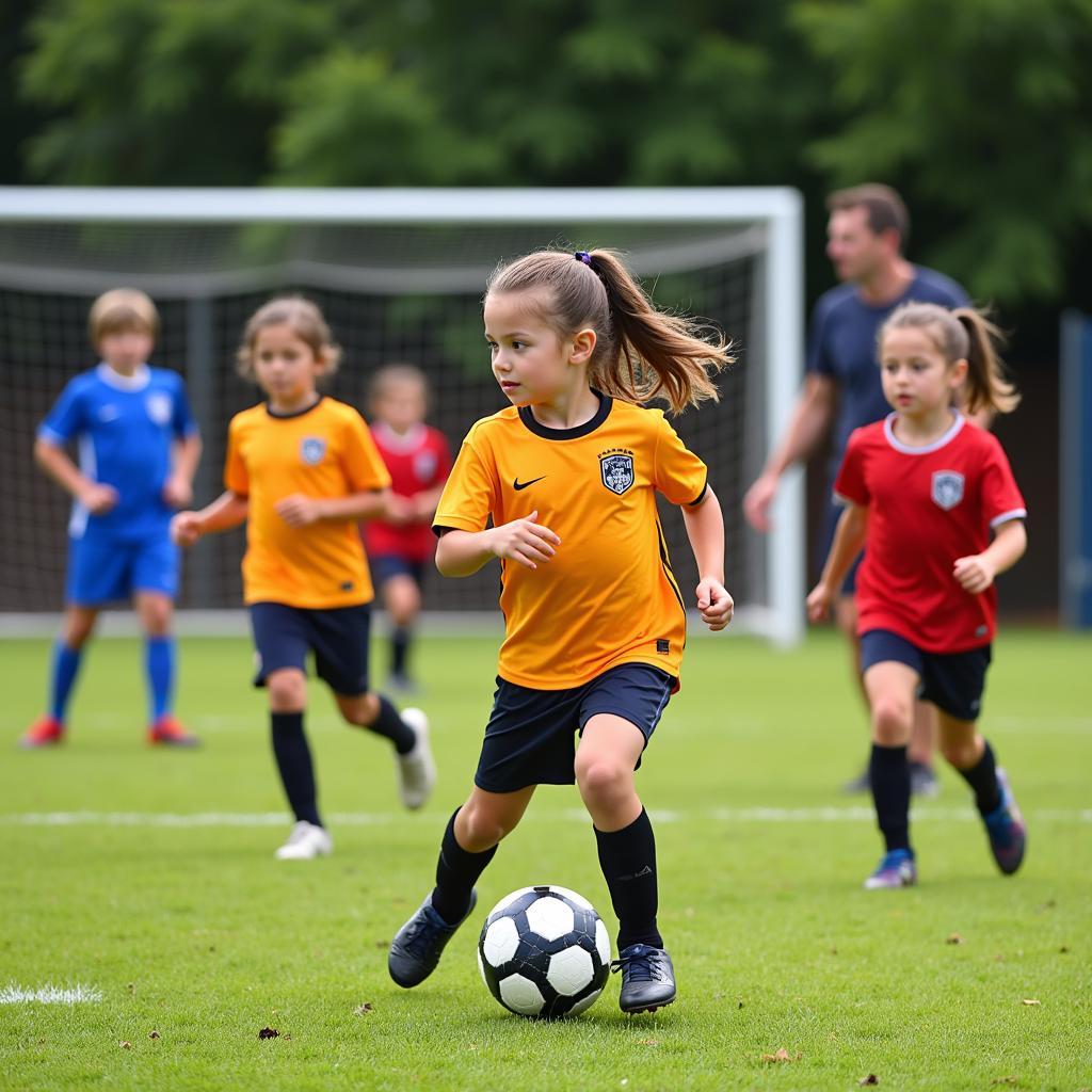 Arapahoe youth soccer league game in action