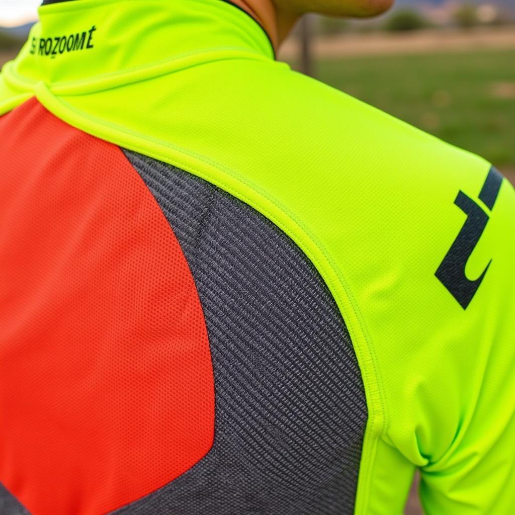 Close-up of breathable fabric on an Arizona bike jersey