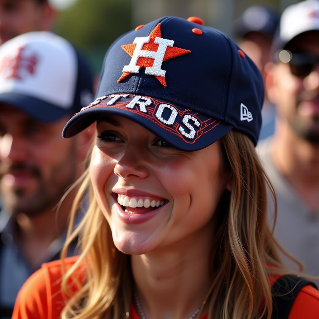 Astros Fan Wearing a Custom Bling Hat