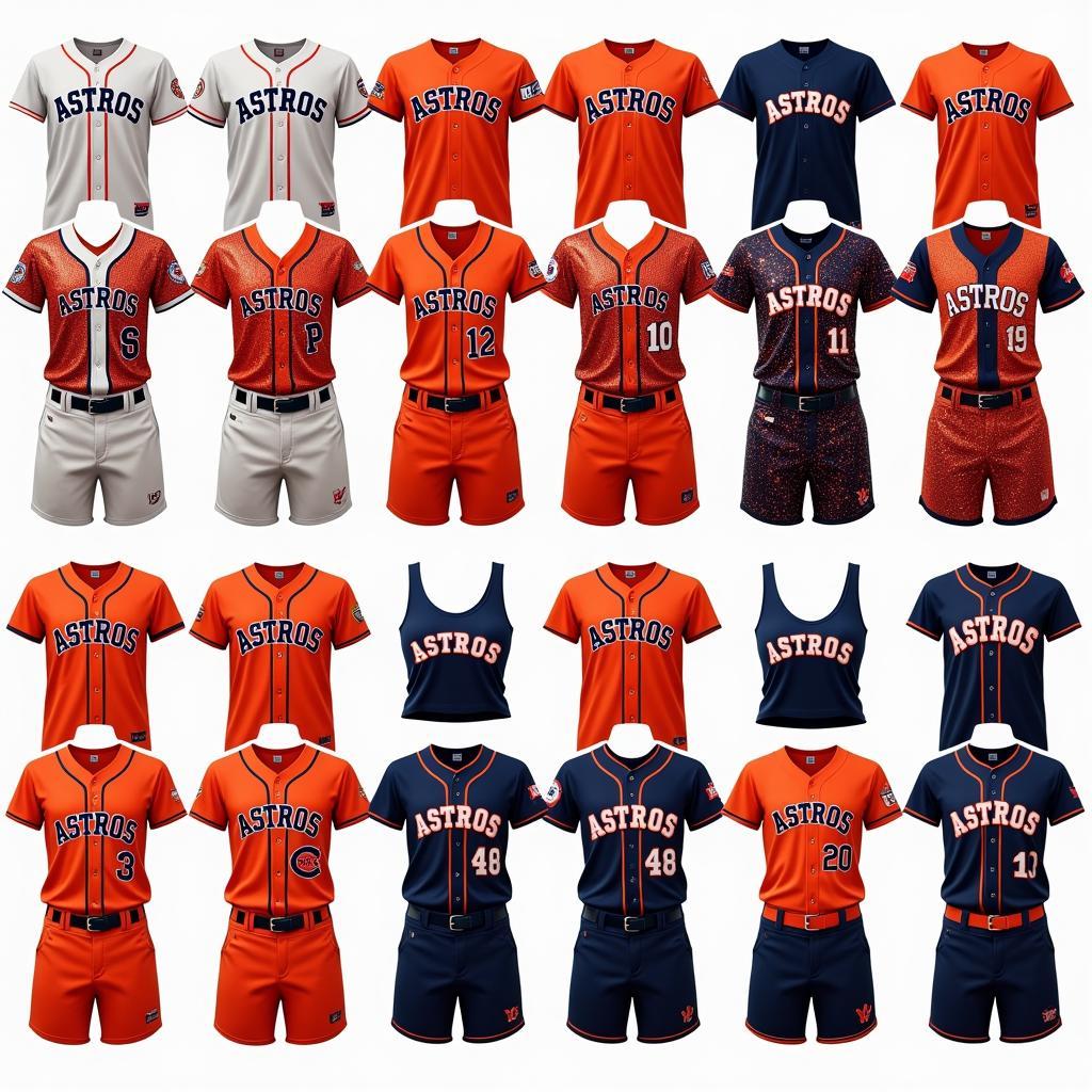 Different styles of Astros sequin jerseys