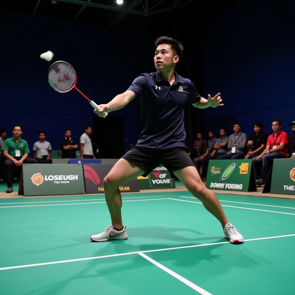 Badminton player in motion with Astrox 99 Red