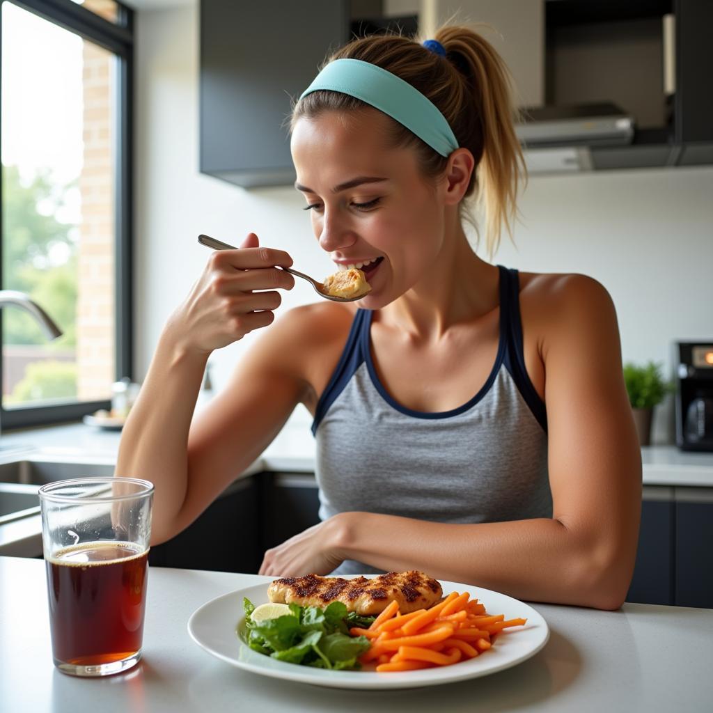 Athlete Eating Healthy Meal