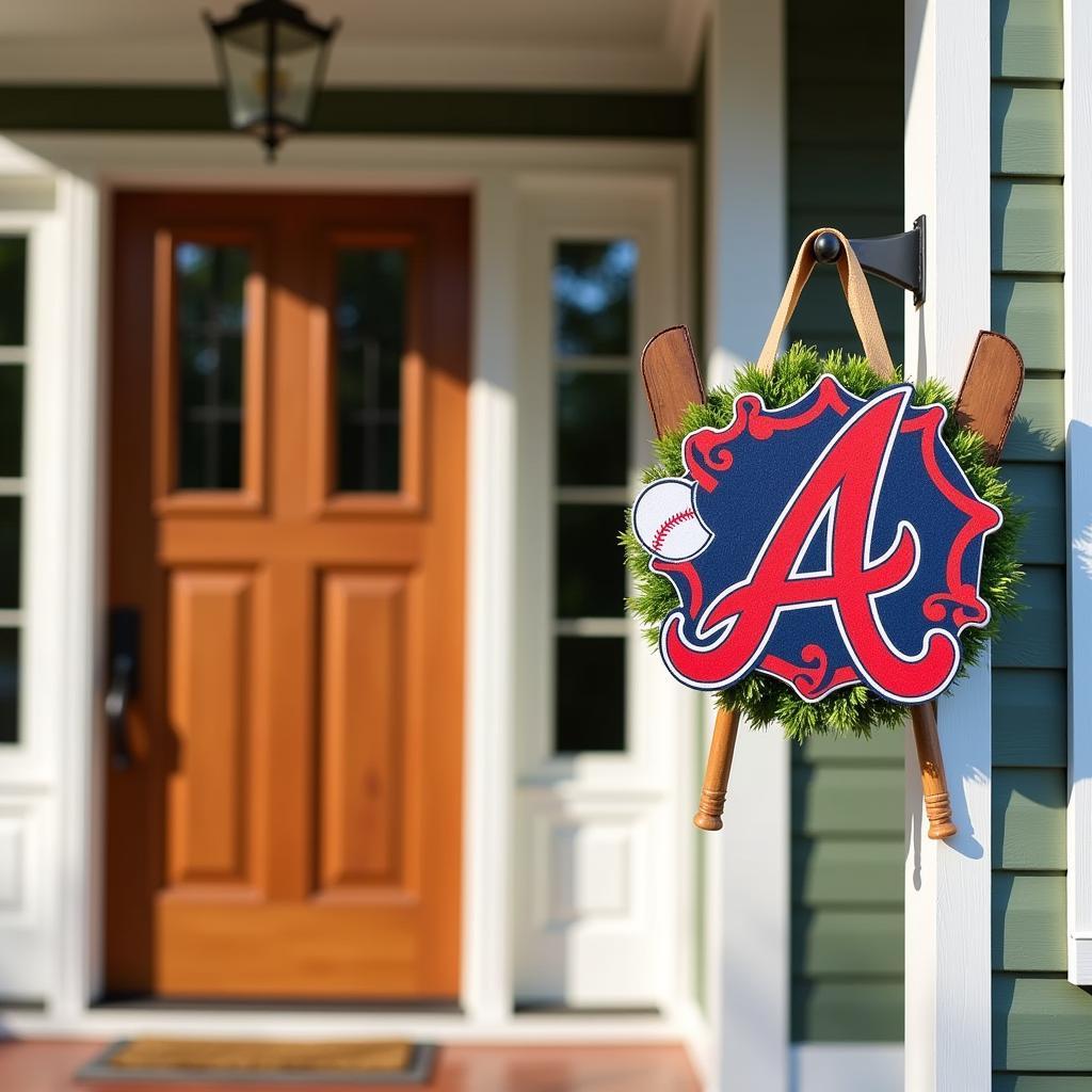 Atlanta Braves Door Hanger Displayed on a Front Door