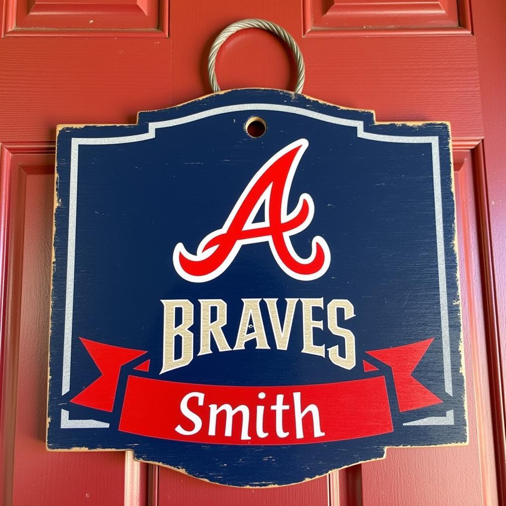 Personalized Atlanta Braves Door Hanger with Family Name