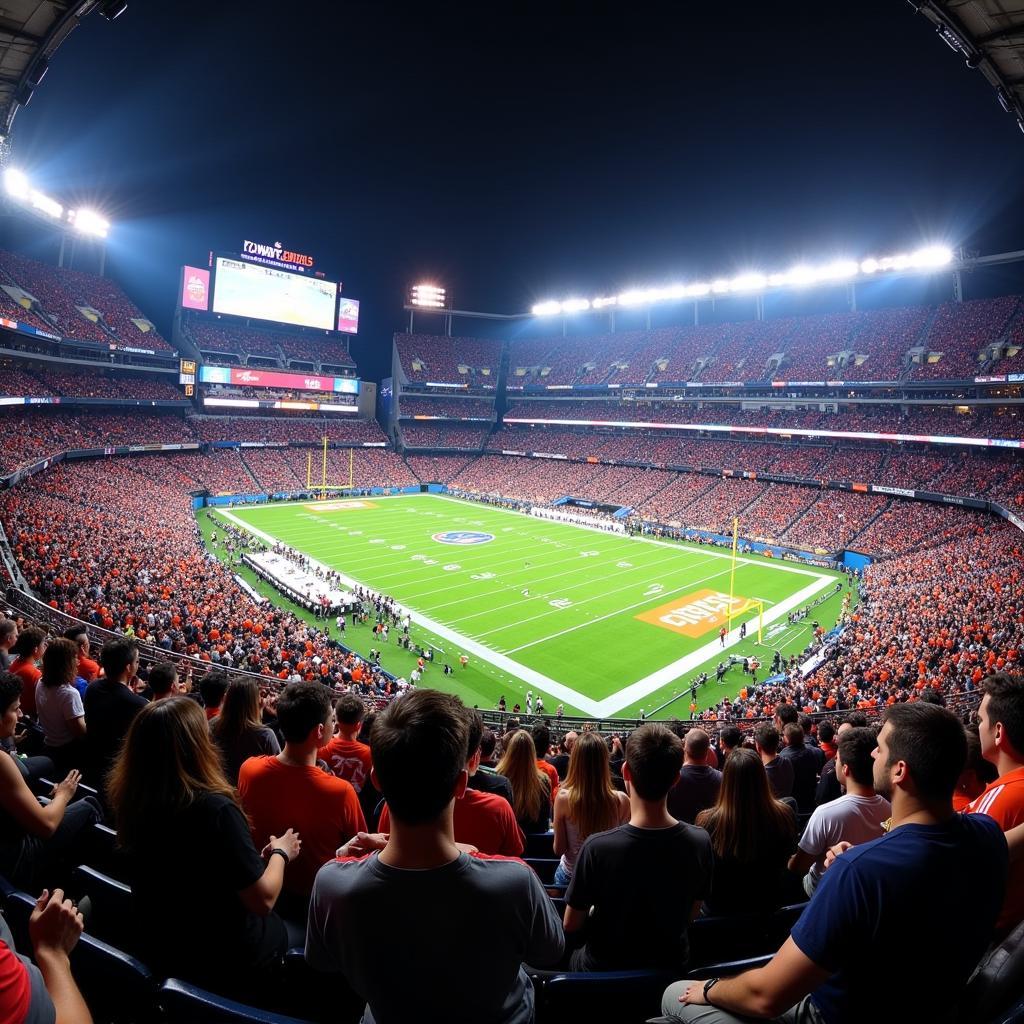 The energetic crowd at AT&T Stadium during a game