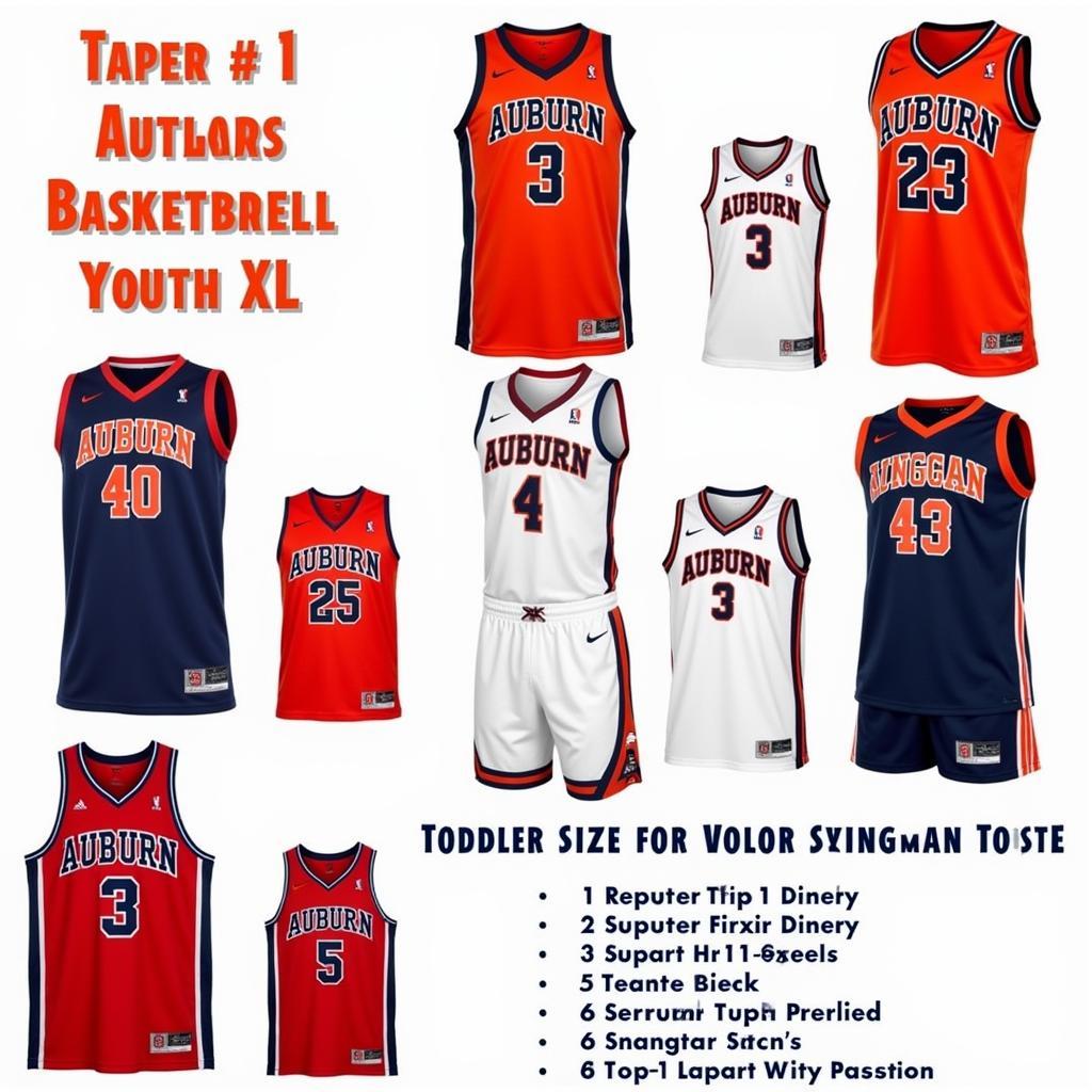 Different Styles and Sizes of Auburn Basketball Jerseys for Youth