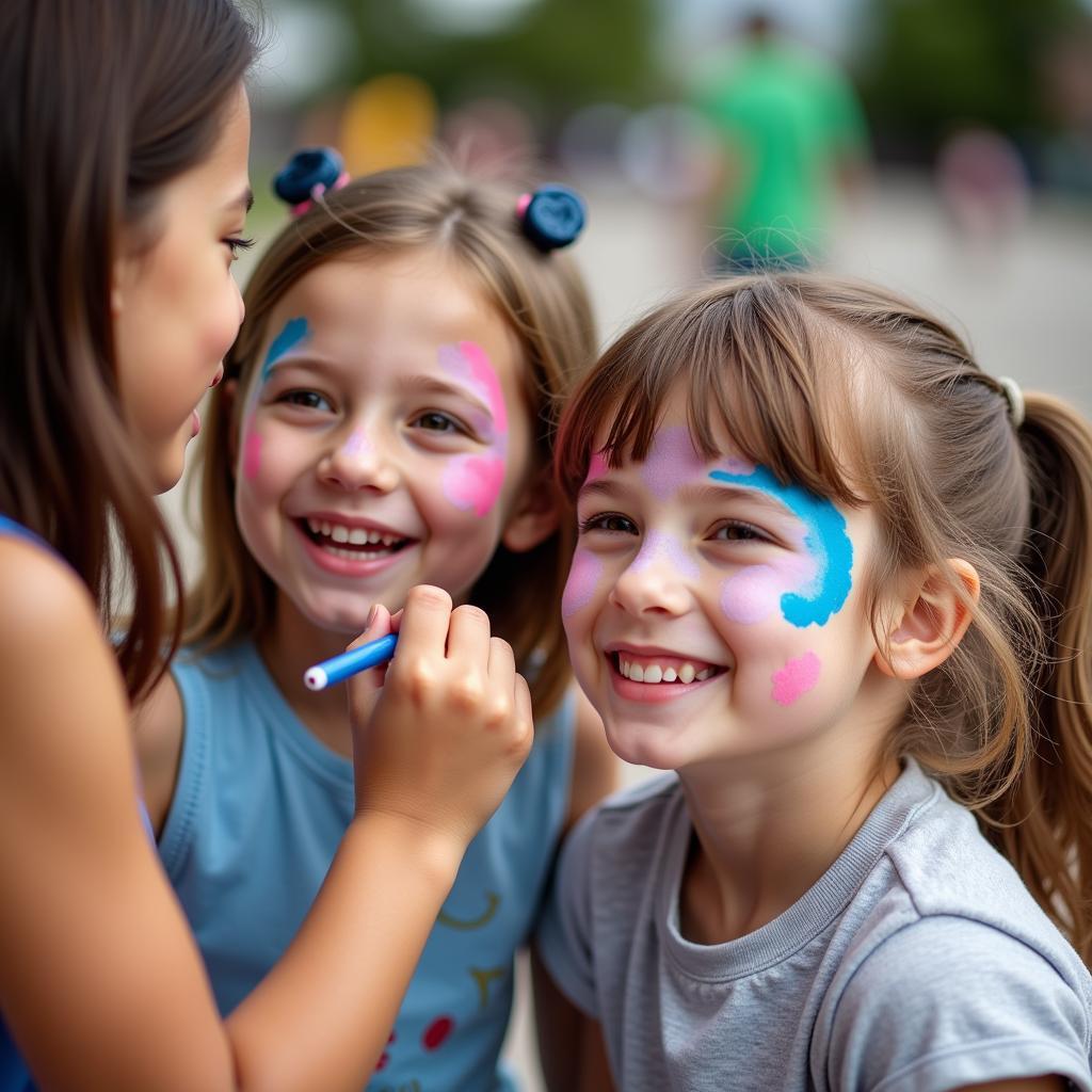 Children getting their faces painted at Auburn Kids Day