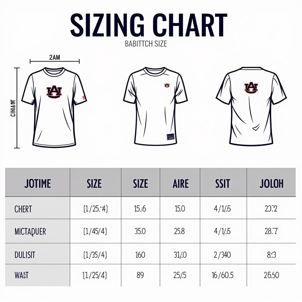 Auburn Youth Baseball Jersey Sizing Chart