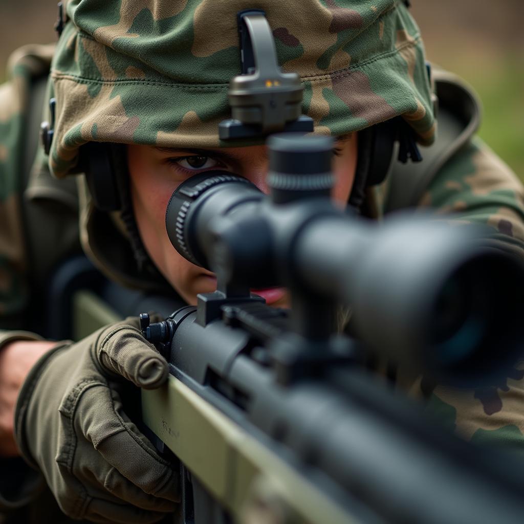 A soldier participating in a sniper competition